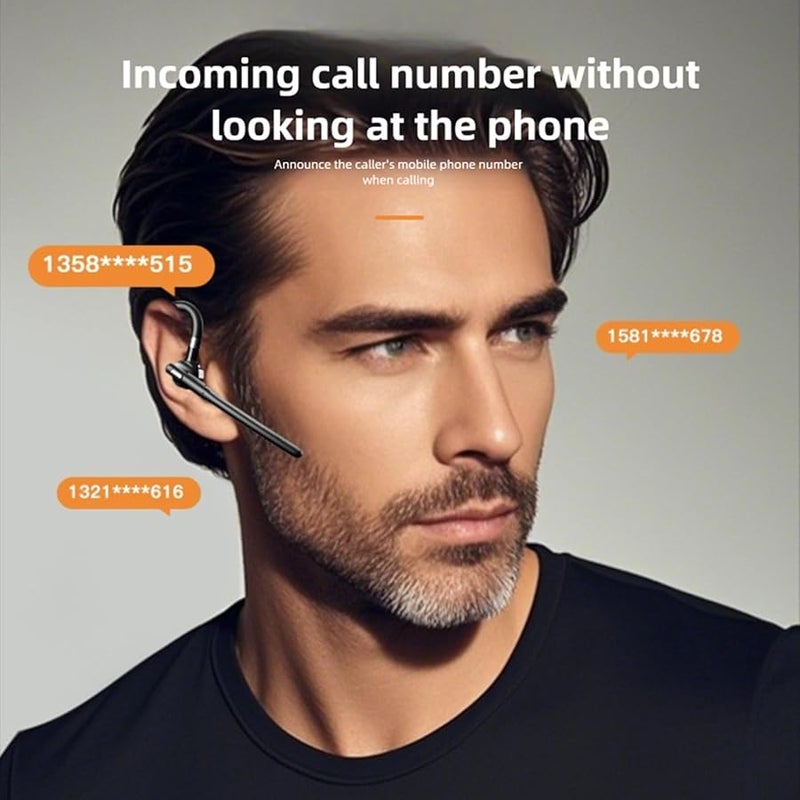 Fockety Bluetooth Headset Wireless Earpiece Dual Mic Noise Cancelling 36H Talk Charging Case Black - Image 2