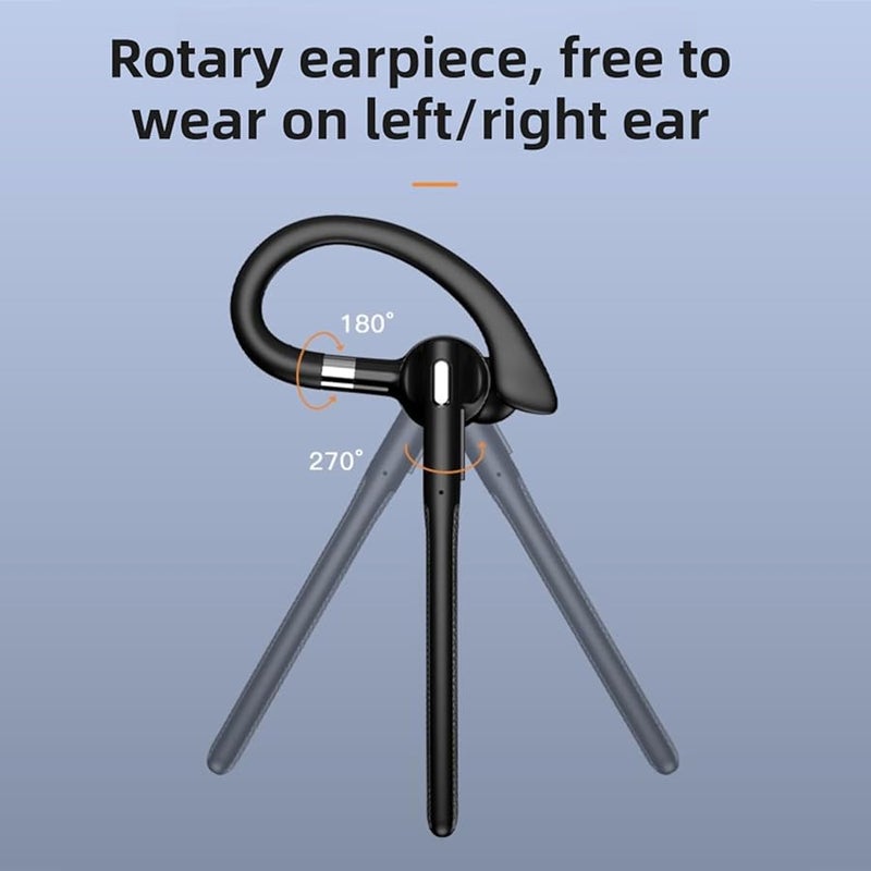 Fockety Bluetooth Headset Wireless Earpiece Dual Mic Noise Cancelling 36H Talk Charging Case Black - Image 3