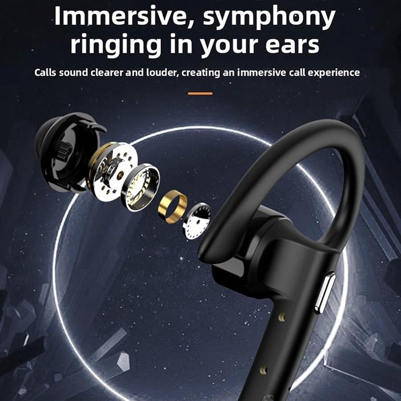 Fockety Bluetooth Headset Wireless Earpiece Dual Mic Noise Cancelling 36H Talk Charging Case Black - Image 4