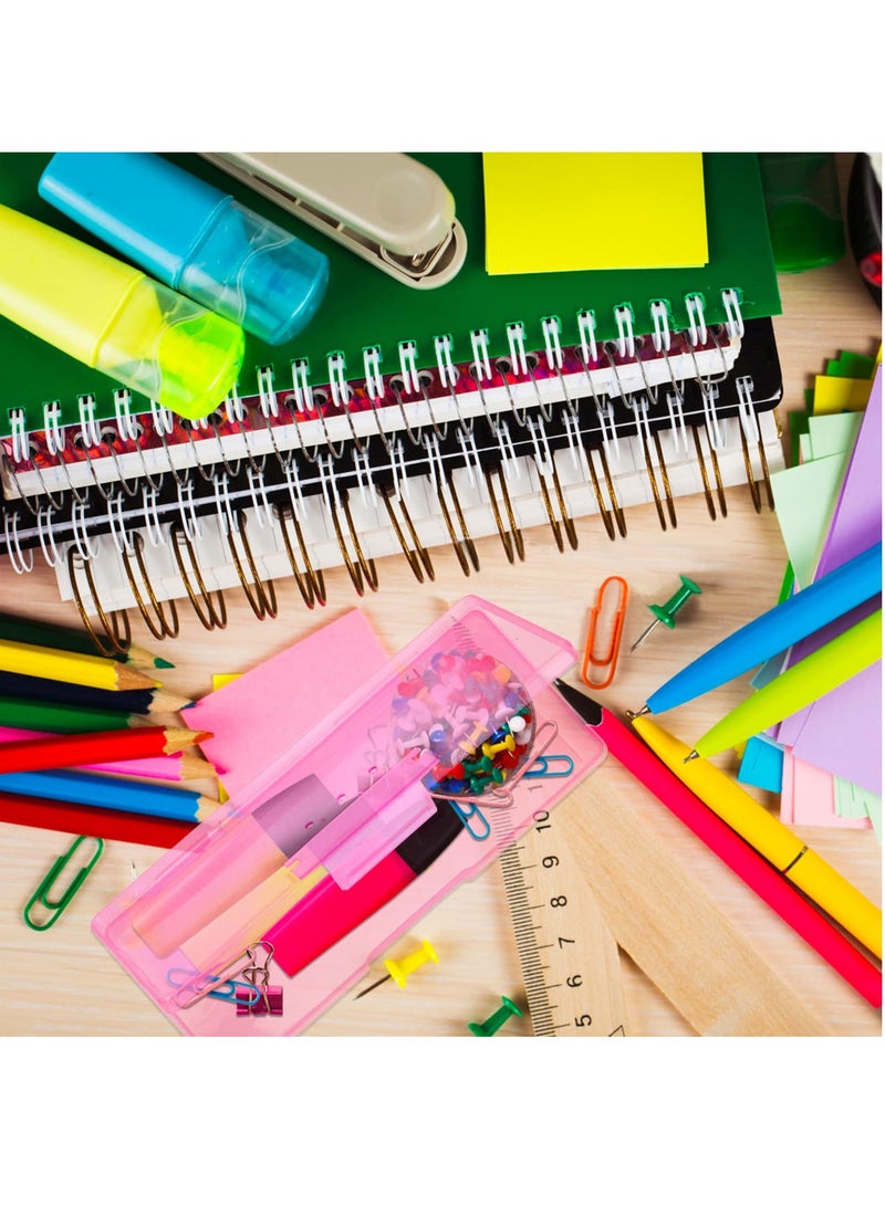 KASTWAVE Clear Pencil Box,12 Pack Large Capacity Pencil Box, Office Supplies Storage Organizer Box, Brush Painting Pencils Storage Box Watercolor Pen Container Drawing Tools (Pink) - Image 5