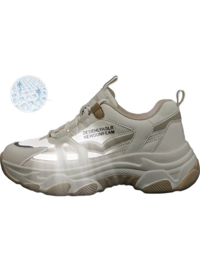 YEARCON Women'S Chunky Sneakers Mesh Casual Sports Shoes Lightweight Thick-Soled Shoes E63101130 Yellow Size 38 - Image 2