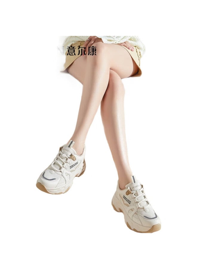 YEARCON Women'S Chunky Sneakers Mesh Casual Sports Shoes Lightweight Thick-Soled Shoes E63101130 Yellow Size 38 - Image 3