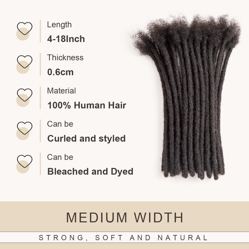 Originea DAIXI 0.6cm Thickness 6-18 Inch 100% Real Human Hair Dreadlock Extensions for Man/Women Full Head Handmade 0.24Inch Thinner Can Be Dyed and Bleached Soft Dreadlocks with Needle and Comb, 30 Strands - Image 2