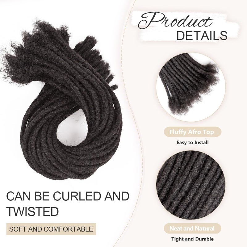 Originea DAIXI 0.6cm Thickness 6-18 Inch 100% Real Human Hair Dreadlock Extensions for Man/Women Full Head Handmade 0.24Inch Thinner Can Be Dyed and Bleached Soft Dreadlocks with Needle and Comb, 30 Strands - Image 3