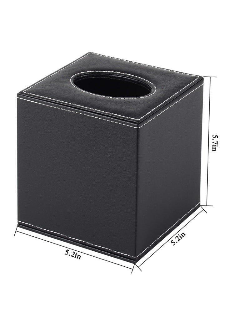Stylish Black PU Leather Car Tissue Box 13x13cm for Easy Access and Organized Storage Ideal for All Vehicles - Image 5