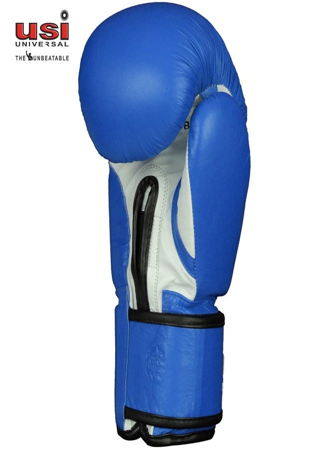 USI Amateur Leather Boxing Gloves with Hand Wrap Pair for Hard Punch Bagwork (12OZ, Blue) - Image 3