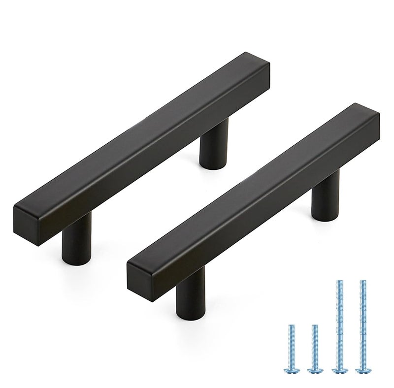 JOY DECOR 30 Pack 3 Inch Matte Black Square Cabinet Handles Stainless Steel Cabinet Hardware Pulls for Kitchen and Drawers with 5 Inch Overall Length - Image 1