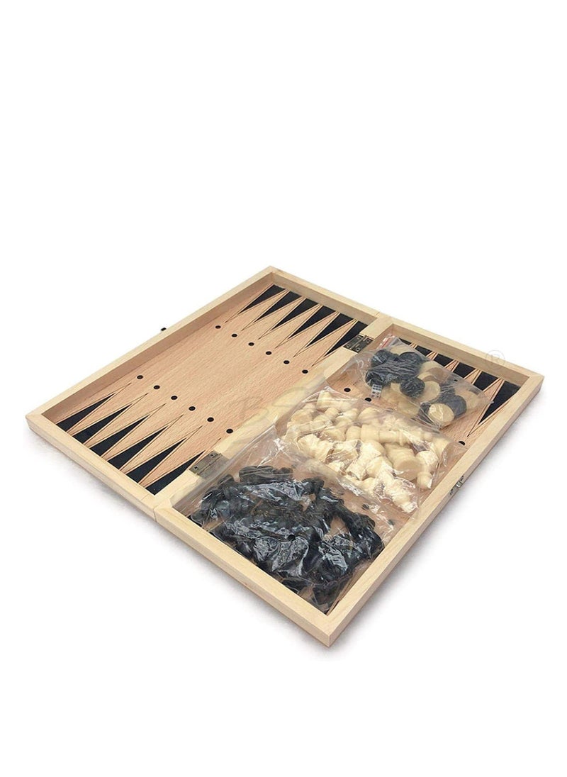 Cool Baby COOLBABY Large Chess, Checkers & Backgammon 3 in 1 Set - Outdoor & Travel Learning Game - Magnetic Chess Board - Wooden Chess Set (Size: 39 x 39 cm)  - Image 4