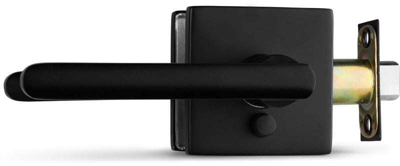 Berlin Modisch Privacy Lever Door Handle Slim Square Easy to Open Locking Lever Set [for Bedroom or Bathroom] Reversible for Right & Left Sided Doors Heavy Duty - Iron Black Finish - Image 2