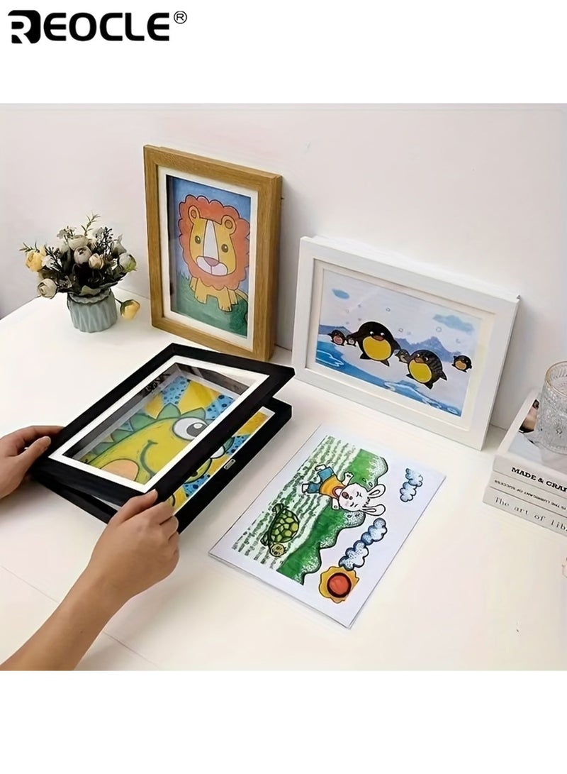 ريوكل إطار عرض مغناطيسي بحجم A4 لعرض رسومات الأطفال أو الصور، تصميم قابل للفتح من الأمام وقابل للطي، ديكور جداري متعدد الاستخدامات بحجم 33×24×3.2 سم - Image 2