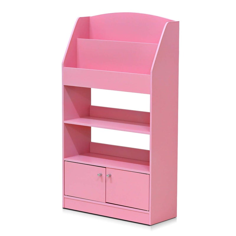 Furinno Lova MagazineBookshelf with Storage Cabinet Pink 945D x 2457W x 4331H in