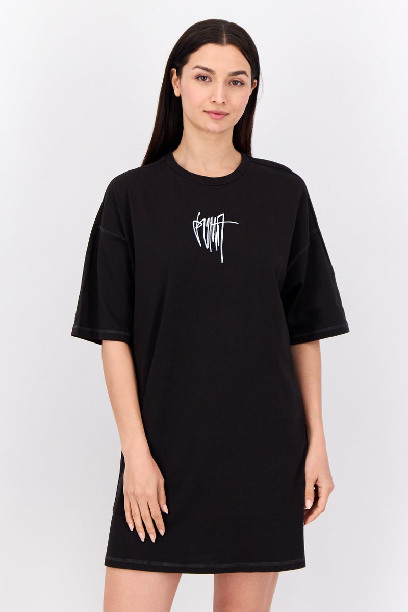 PUMA Women Sportswear Fit Short Sleeves Outdoor Dress, Black  - Image 1