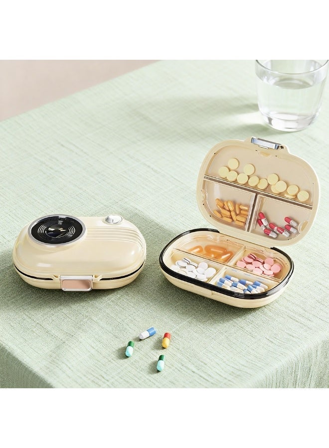 Portable 7-Compartment Pill Box with Rotating 1–7 Reminder Dial, Clear-Lid Travel Medication Organizer for Weekly Vitamins, Tablets, Supplements and Fish Oil Pills - Image 1