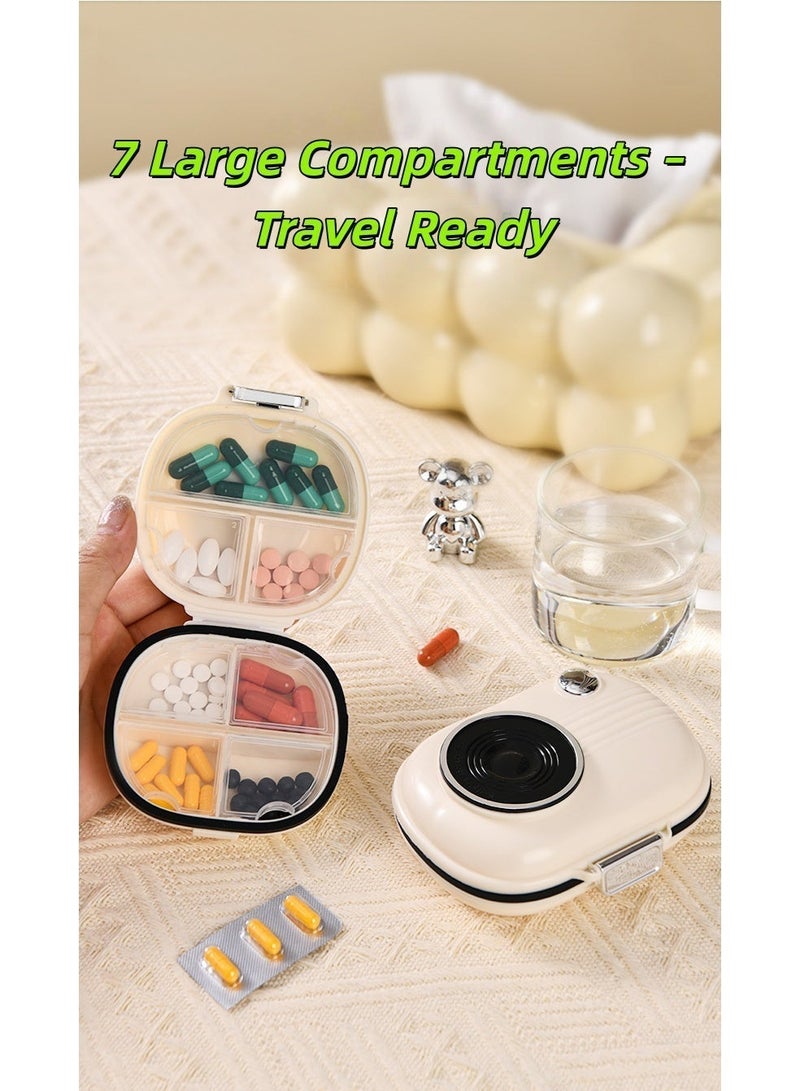 Portable 7-Compartment Pill Box with Rotating 1–7 Reminder Dial, Clear-Lid Travel Medication Organizer for Weekly Vitamins, Tablets, Supplements and Fish Oil Pills - Image 3