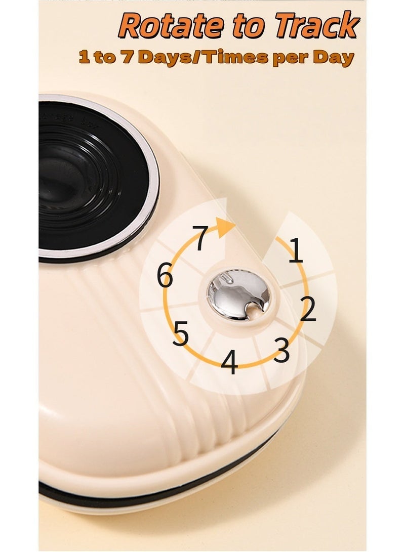 Portable 7-Compartment Pill Box with Rotating 1–7 Reminder Dial, Clear-Lid Travel Medication Organizer for Weekly Vitamins, Tablets, Supplements and Fish Oil Pills - Image 2