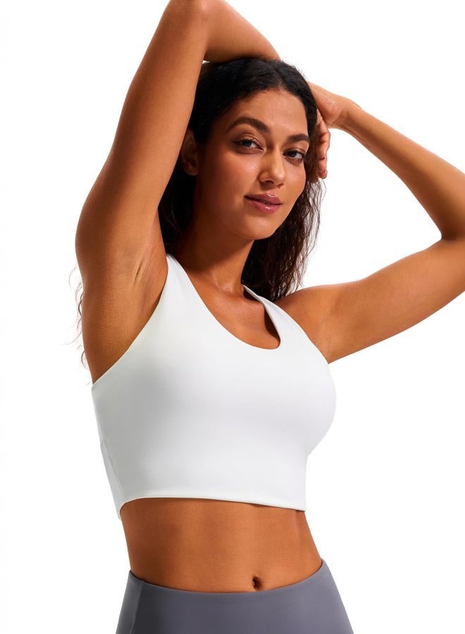 JOYSPELS Workout Tops for Women Criss-Cross Back Padded Sports Bras for Women Medium Support Womens Crop Tops White, White, S - Image 2