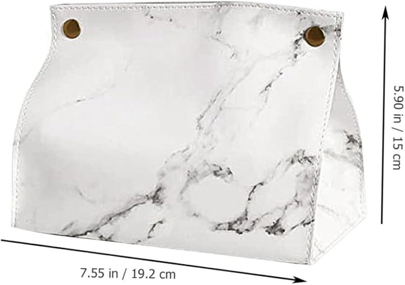Vintage Marble Tissue Box Cover Holder Elegant PU Leather Storage Case For Home Office - Image 4