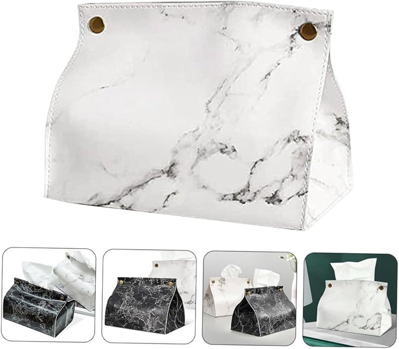 Vintage Marble Tissue Box Cover Holder Elegant PU Leather Storage Case For Home Office - Image 5