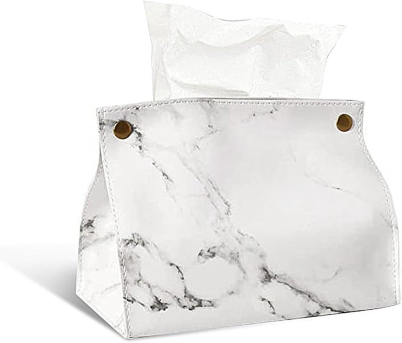 Vintage Marble Tissue Box Cover Holder Elegant PU Leather Storage Case For Home Office - Image 1