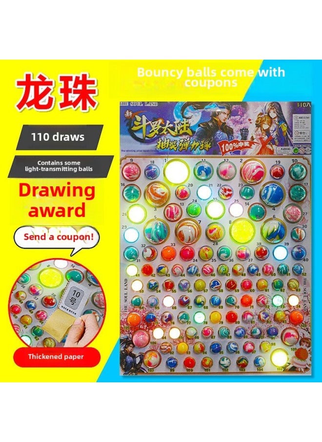 null - Lucky Draw Dragon Ball Cave Tear Paper Dragon Ball Awakening Self-pumping Children's Toy Night Luminous Bouncing Ball-Specifications:110 Pieces (random Pattern) Part Includes Translucent Balls - Image 1