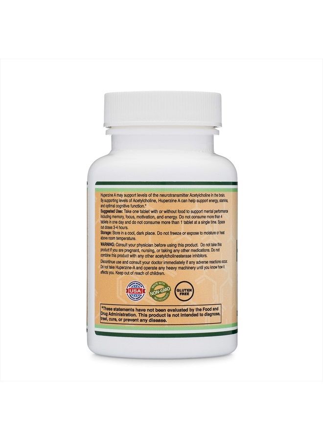 Double Wood Supplements هوبيرزين-أ، التركيز والقدرة على التحمل، 200 ميكروغرام - 120 قرص - Image 3