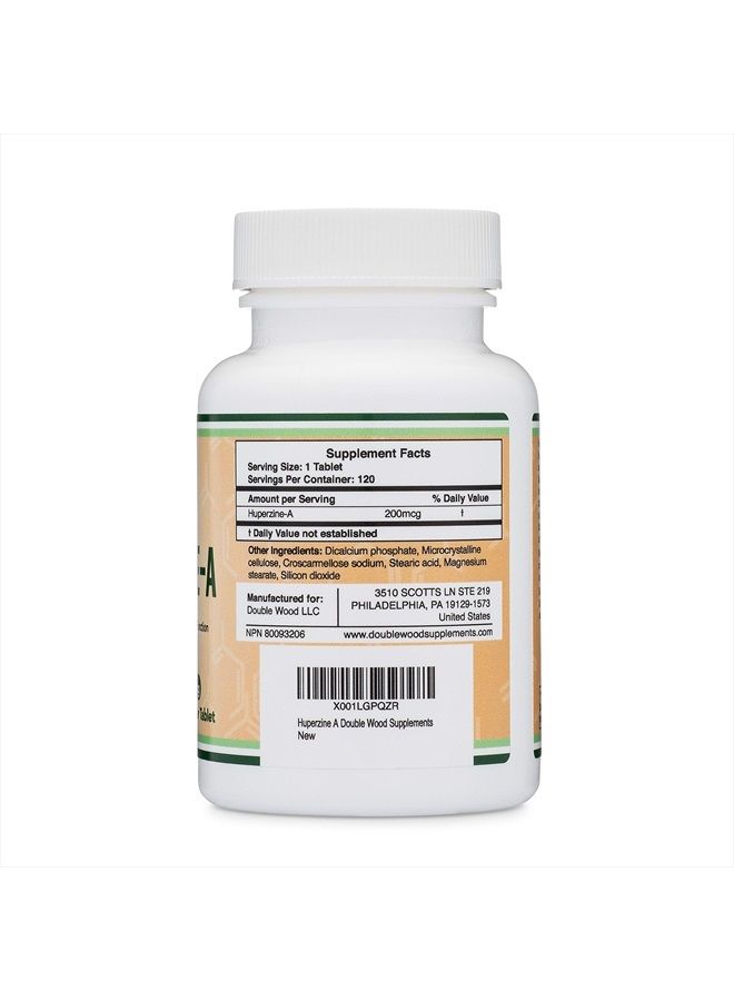 Double Wood Supplements هوبيرزين-أ، التركيز والقدرة على التحمل، 200 ميكروغرام - 120 قرص - Image 2