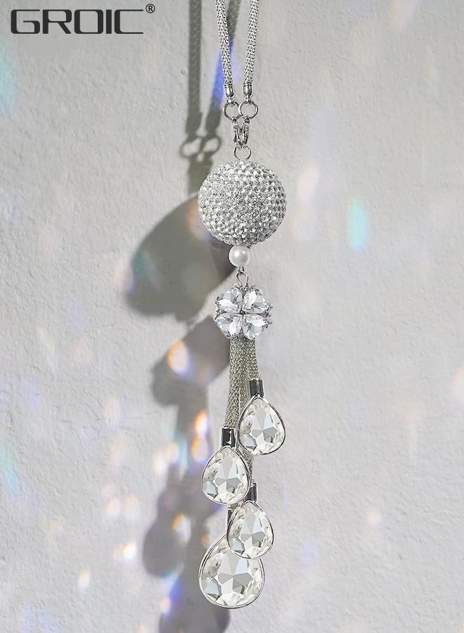 Car Ornaments, Home Decor Ornaments, Bling Rearview Mirror Ornaments, Hanging Decorations for Car Office Home, Lucky Crystal Sun Catcher Ornament