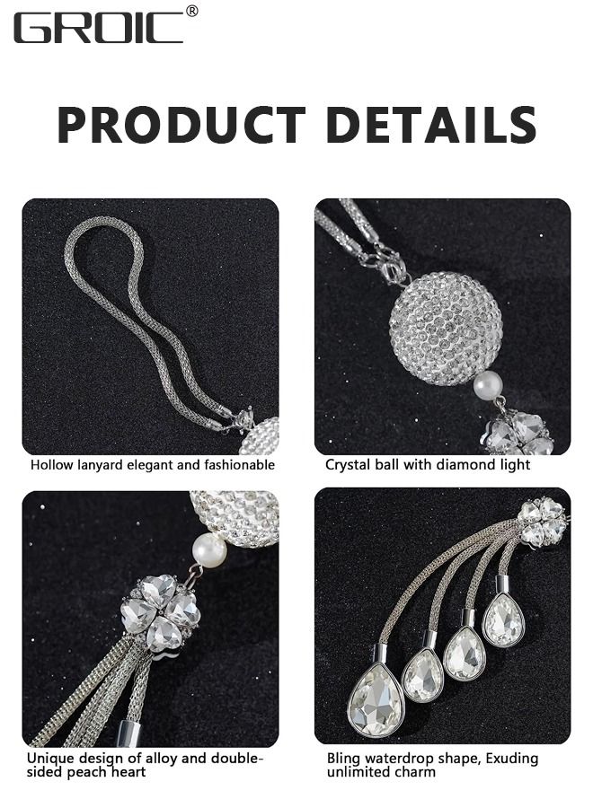 Car Ornaments, Home Decor Ornaments, Bling Rearview Mirror Ornaments, Hanging Decorations for Car Office Home, Lucky Crystal Sun Catcher Ornament