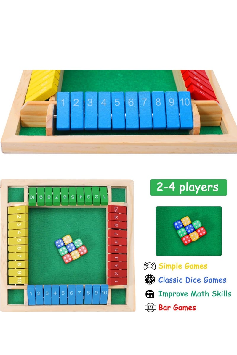 Shut the Box Game Wooden, Fun Wooden Tabletop Shut The Box Dice Game, 2-4 Player Family Wooden Board Table Math Funny Games for Adults and Kids - Image 3