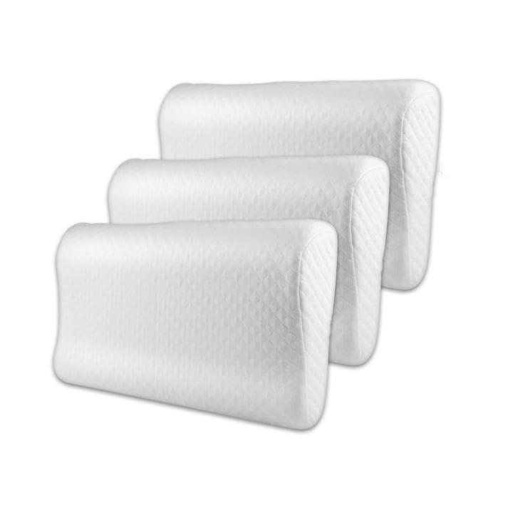MASHUR FAB Memory Foam Pillow Orthopedic Pillow for Neck Pain Cervical Contour Memory Foam Pillow Neck Pain Orthopedic Contour Pillow Support, 19X12X4 Inch, White Pack of (03)
