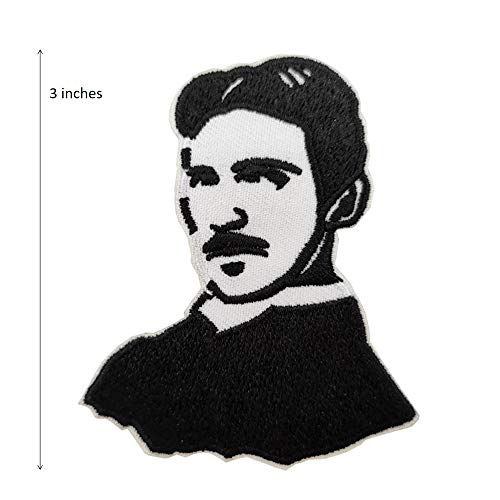 Cute-Patch 3" Nikola Tesla Stencil Embroidered Iron on Patch sew on Applique Scientist - Image 2