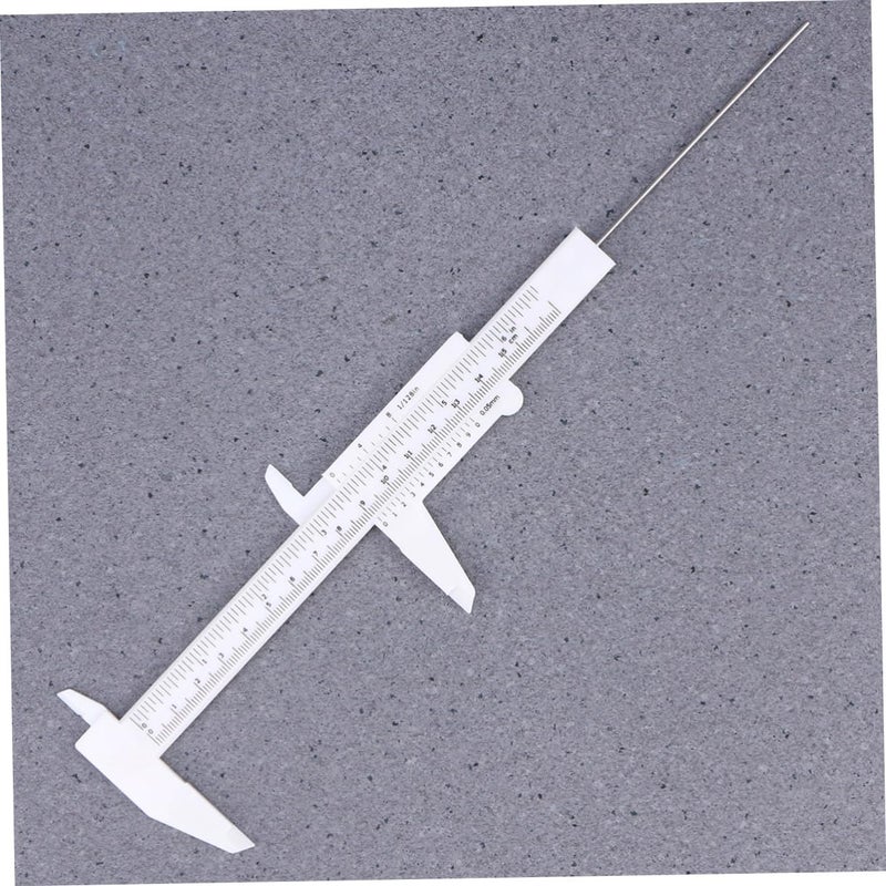 ميني فرنير كاليبر مسطرة منزلقة بلاستيكية أداة قياس للقياس الداخلي والخارجي والعمق أبيض أسود قطعتان - Image 3