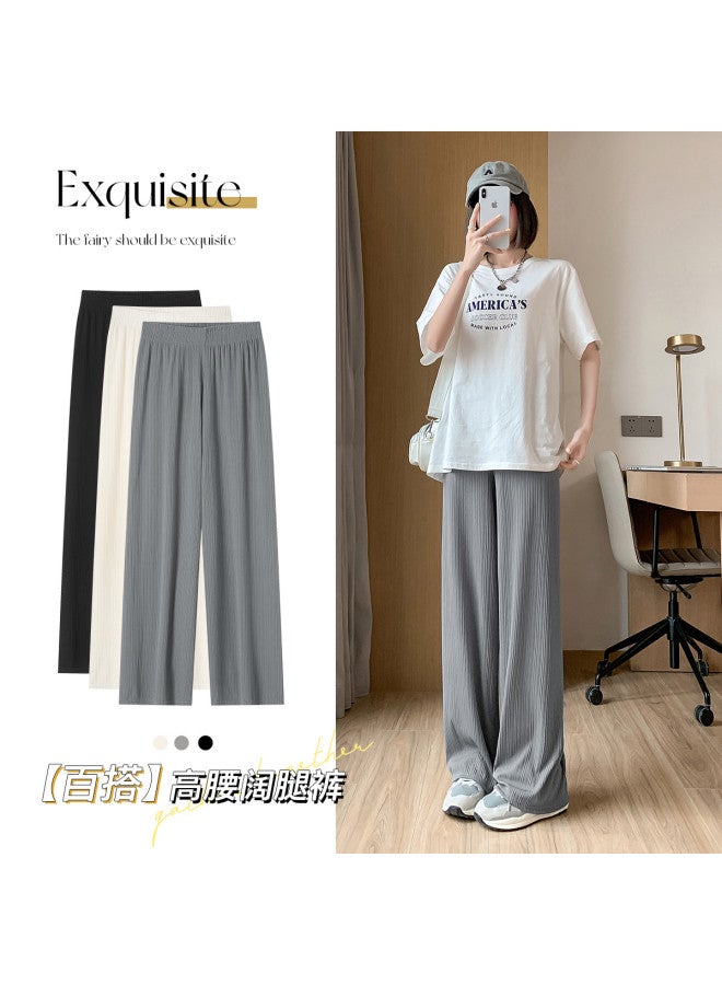 Moonbadi Ladies' Casual Pants Thin Wide-Leg Trousers Loose Drapey Viscose Home Pants Petite-Friendly Slimming Straight-Leg Pants For Women - Image 4