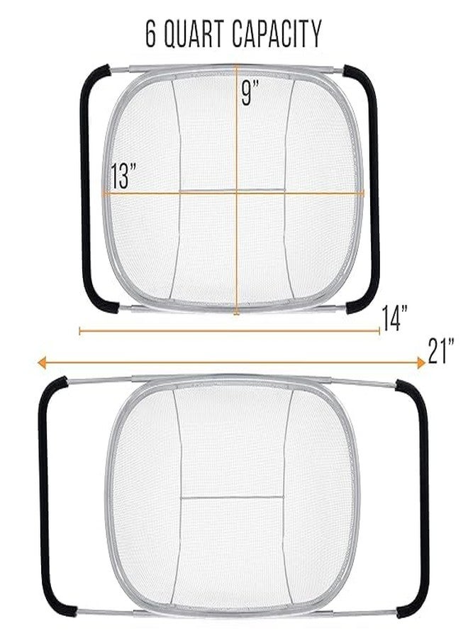 مصفاة بيضاوية من الفولاذ المقاوم للصدأ من سوبتيكس تُعلق فوق الحوض | سلة تصفية شبكية دقيقة سعة 6 كوارت مع مقابض مطاطية قابلة للتمديد | لشطف وتصفية الفواكه والخضراوات والمعكرونة - Image 4