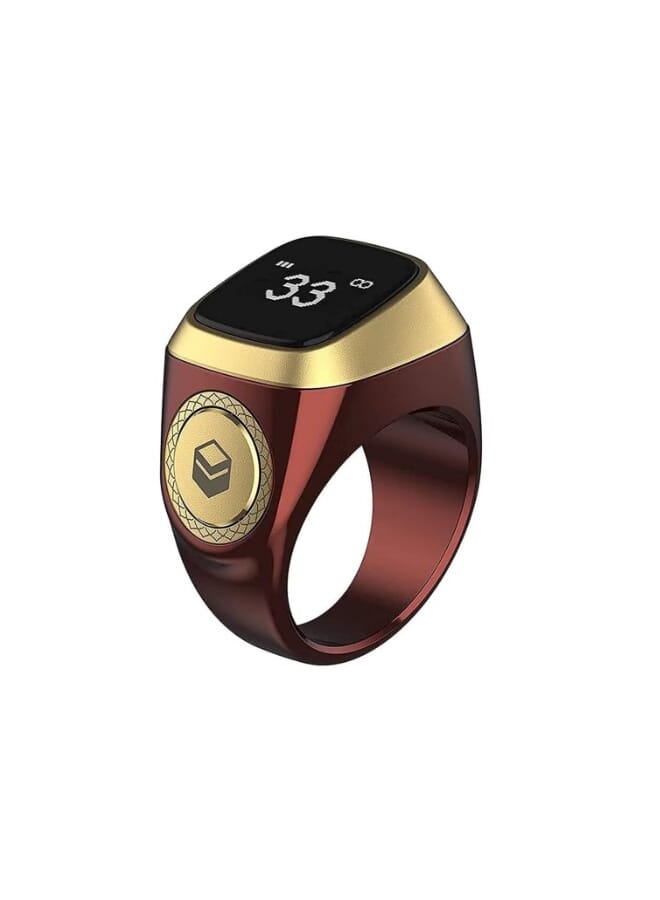 18 mm Zikr Ring Smart Ring with Vibration Reminder Tasbih Counter and Bluetooth Connection for Exclusive IQIBLA App and 5 Daily Prayer Reminders Red - Image 1