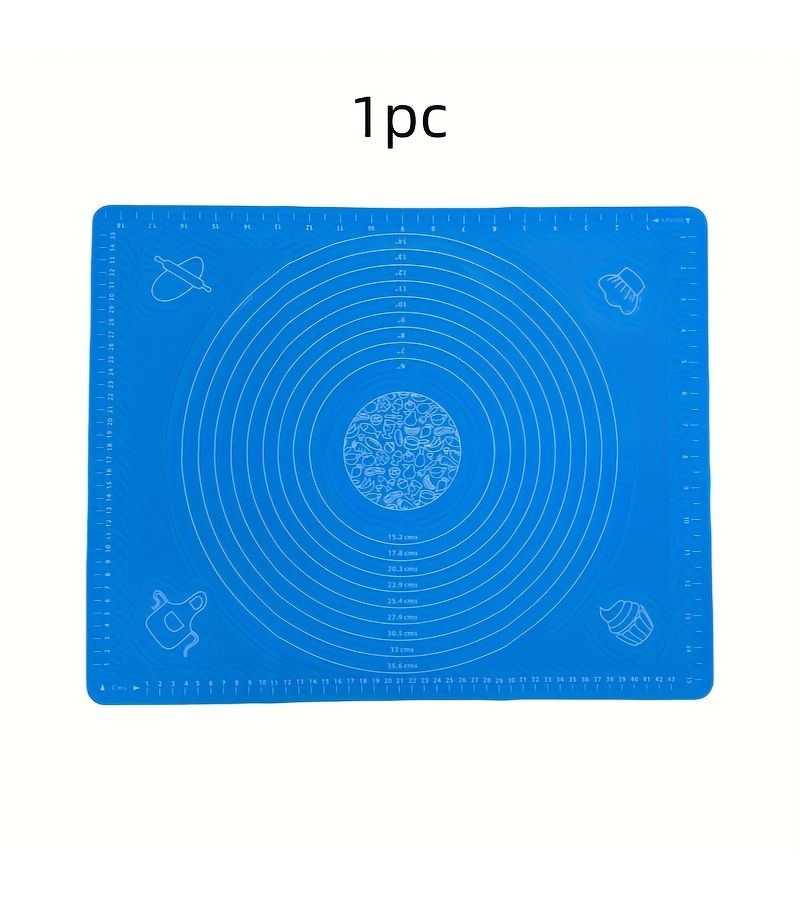 Blue Non Stick Pastry Mat with Measuring Lines and Cupcake Design for Baking - Image 4