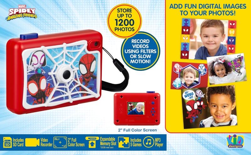 ekids Spidey and His Amazing Friends Kids Camera with SD Card, Digital Camera for Kids with Video Recording, Built-in Digital Stickers - Image 3