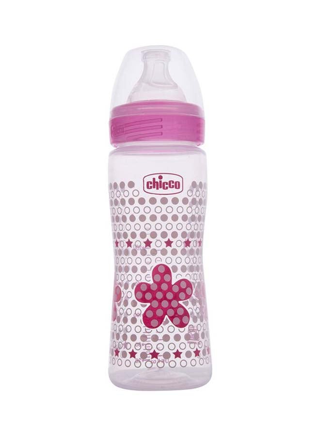 Chicco زجاجة تغذية الرفاهية (330 مل، سريعة) 4m+ تدفق سريع (وردي) - Image 1