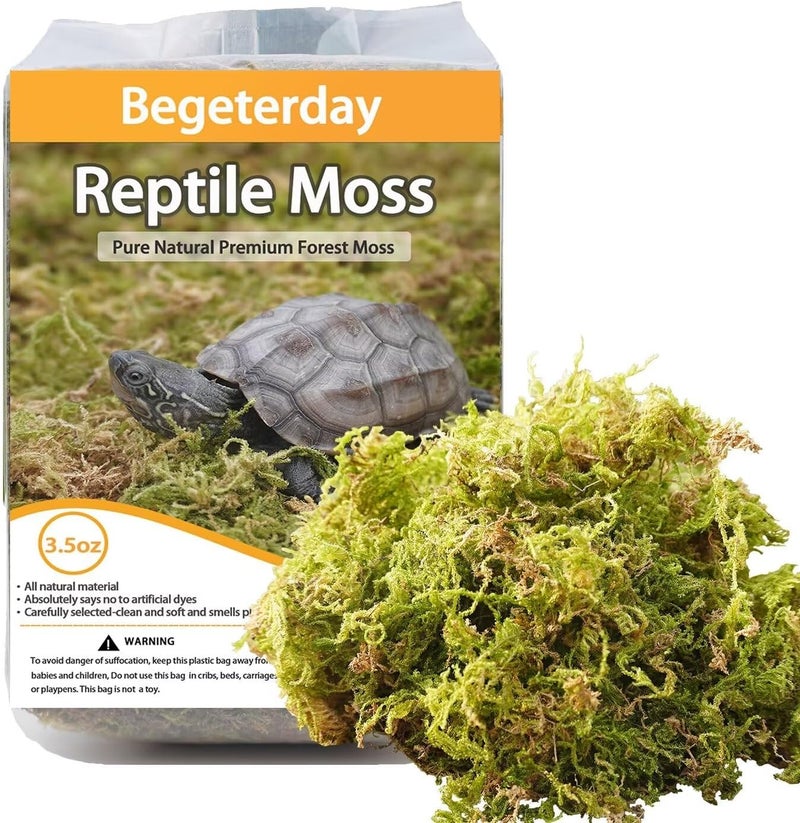 Begeterday 3.5oz Pure Natural Reptile Moss for Humidity, Great for Snakes, Turtle and Other Reptiles, Good for Terrariums for Reptiles & Amphibians - Image 1
