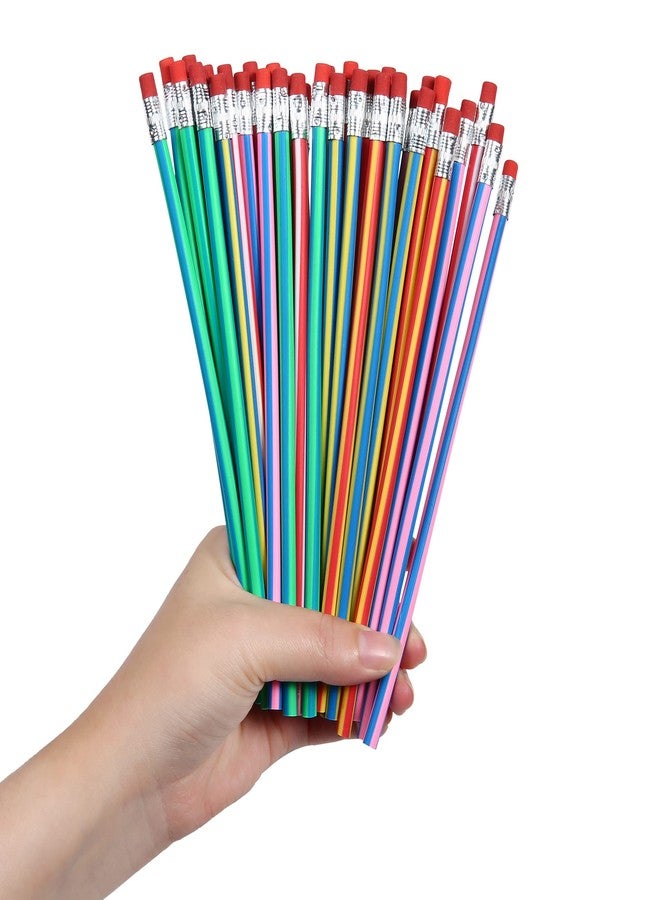 Jsehchya 40PCS Flexible Bendable Pencils for Kids with Corlored Stripe,Soft Bendy Magic Bending Pencils with Erasers for Classroom Gifts Back to School Students Supplies,Great Bags Party Favor (40) - Image 1