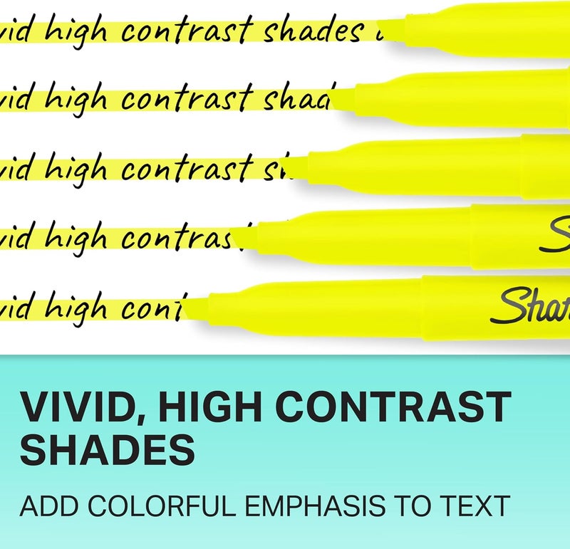Sharpie Pocket Style Highlighters, Chisel Tip, Fluorescent Yellow, Box of 12 - Image 5