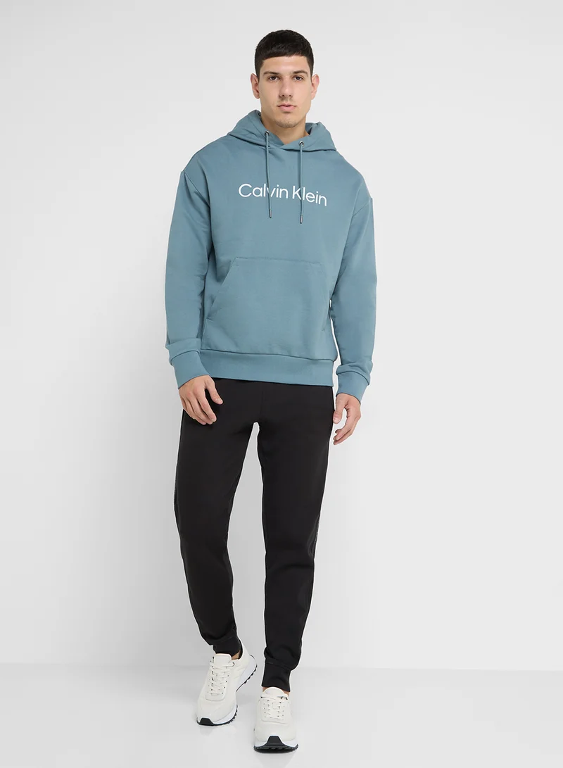 كالفن كلاين Logo Print Drawstring Pullover Hoodie