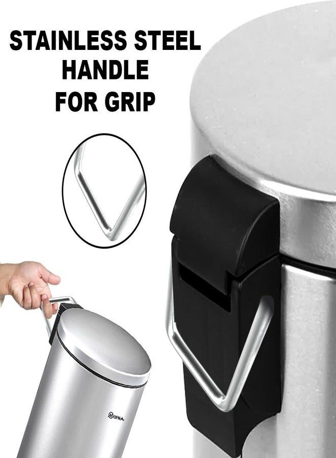 mofna Stainless Steel Plain Dustbin with Pedal, Trash Can, Wastebasket, Garbage Bin for Home, Office, Bathroom, Bedroom, Toilet, Outdoor, Indoor and Kitchen, (7x10 In -5 Liter, Silver), Pack of 1 - Image 4