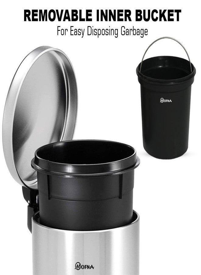 mofna Stainless Steel Plain Dustbin with Pedal, Trash Can, Wastebasket, Garbage Bin for Home, Office, Bathroom, Bedroom, Toilet, Outdoor, Indoor and Kitchen, (7x10 In -5 Liter, Silver), Pack of 1 - Image 2