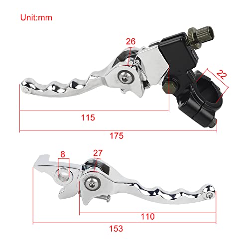 FLYPIG Folding Aluminum Clutch Brake Lever for 22mm 7/8 inch Handlebar Fit for 50cc 70cc 90cc 110cc 125cc 140cc TTR 125cc SSR Xmotos Apollo 125 Pit Dirt Bike（Chrome） - Image 2