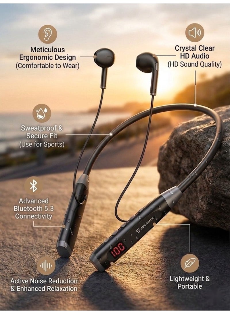 Wireless Bluetooth Sports Neckband Headphones – Long Battery Life – High-Definition Sound – Sweat-Resistant – Suitable for Running and Exercise - Image 3
