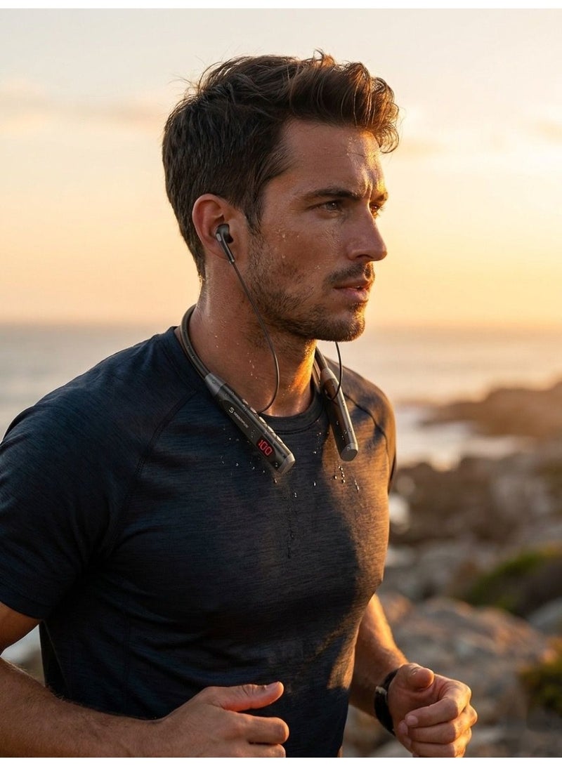 Wireless Bluetooth Sports Neckband Headphones – Long Battery Life – High-Definition Sound – Sweat-Resistant – Suitable for Running and Exercise - Image 4
