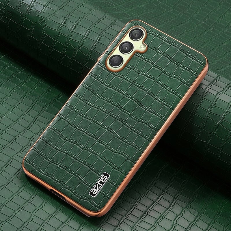 HuHa Case Cover For Samsung Galaxy A16 5G AZNS Electroplated Frame Crocodile Texture Full Coverage Phone Case(Green) - Image 2