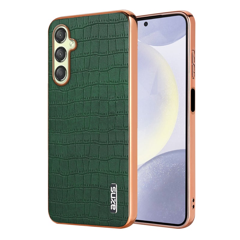 HuHa Case Cover For Samsung Galaxy A16 5G AZNS Electroplated Frame Crocodile Texture Full Coverage Phone Case(Green) - Image 1