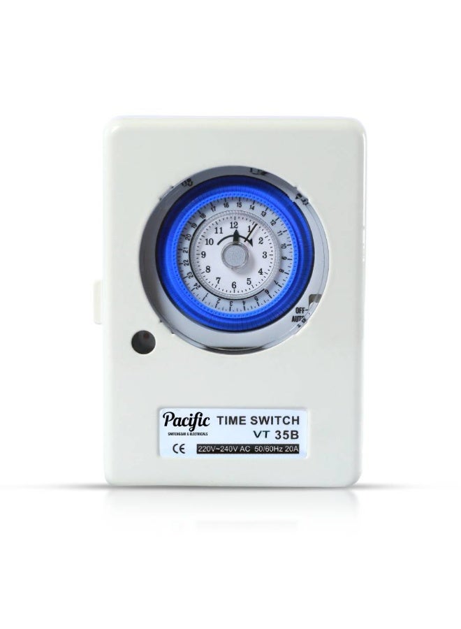 Analogue 24-Hour Programmable Mechanical Timer Switch | Wall Mounted with Metal Body, 240V 20A, Ideal for Lights and Home Appliances VT-35B  - Image 1